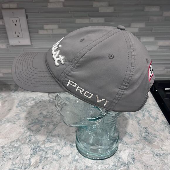 Titleist Pro-V1 Footjoy Performance Gray Adjustable Embroidered Logos Golf Hat - Picture 2 of 5